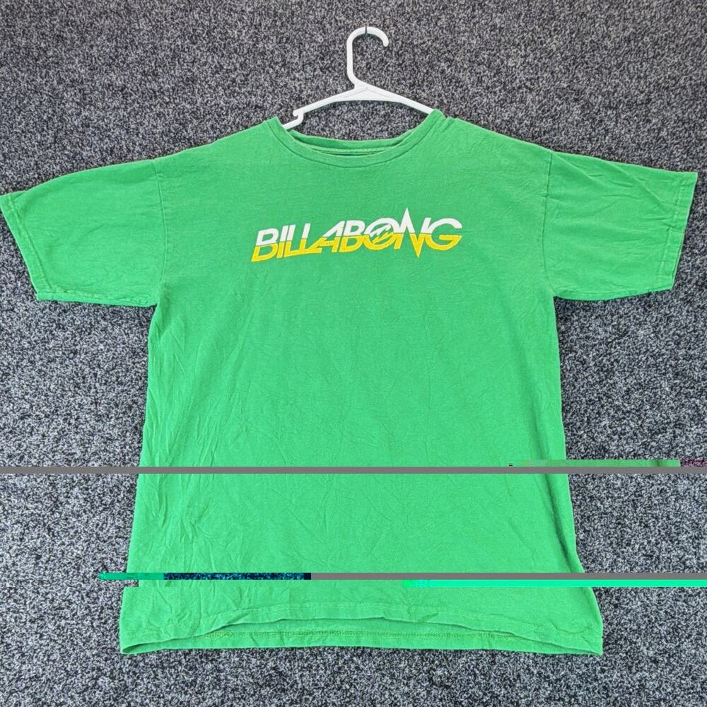 Billabong Men's Green Logo Graphic Crew Neck Short Sleeve Cotton Knit Tee M